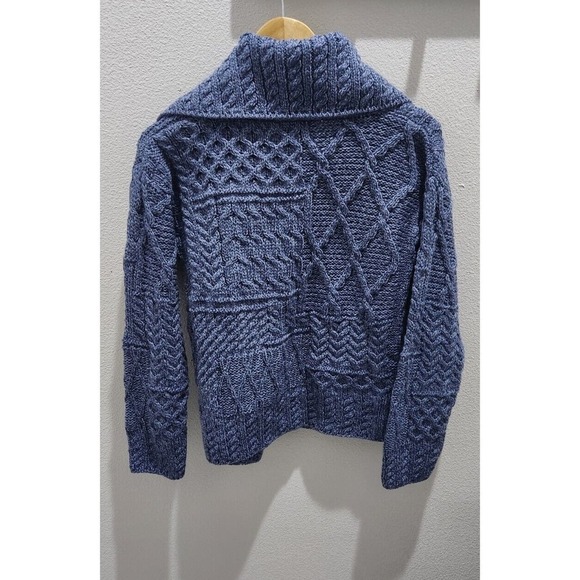 Shannon Woolen Mills Sweater Women's XS Cardigan Shawl 100% Wool Blue Knit‎ - Picture 2 of 12